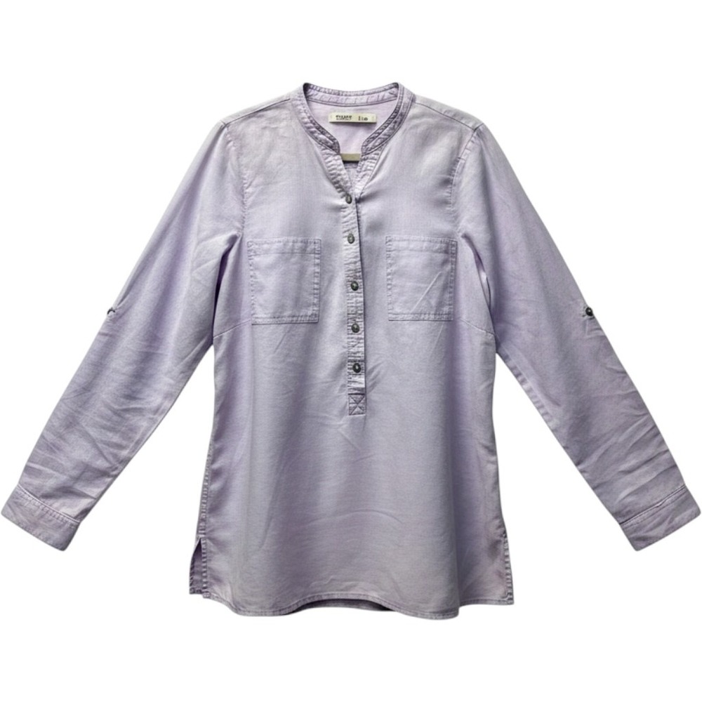 Old Navy Tunic Shirt XS Lavender Linen Blend Minimalist Preppy Coastal Outdoorsy